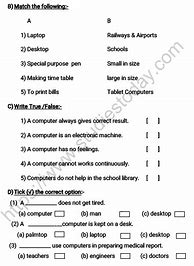 Image result for Worksheet of Computer for Class 2