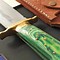 Image result for Bowie Damascus Wood and Green Handle