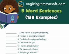 Image result for 5 Word Sentences