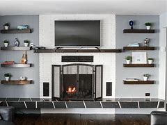 Image result for Floating Shelves Next to Fireplace