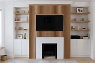 Image result for White Slat TV Wall