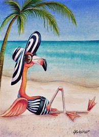 Image result for Whimsical Flamingo Paintings