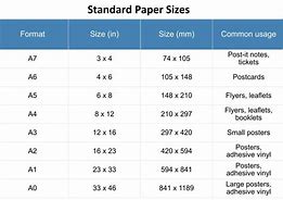 Image result for Standard Print Paper Size