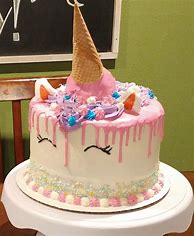 Image result for Unicorn Cake with Ice Cream Cone