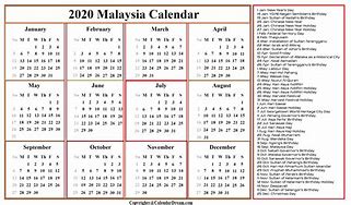 Image result for Calendar 2020 Malaysia