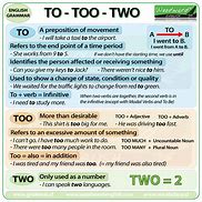 Image result for Difference of to and Too
