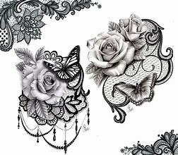 Image result for Lace and Rose Tattoo Drawing