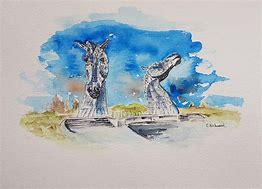 Image result for Painting of Kelpie Dog in a Water Trough