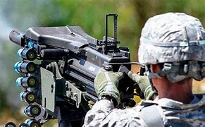 Image result for Belt Fed Hand Held Grenade Launcher