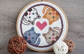 Image result for Cats in Cross Stich