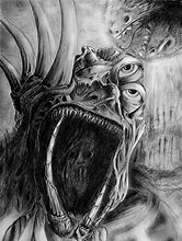 Image result for Scary Demon Face Black and White