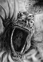 Image result for black and white demon face