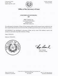 Image result for Of State Certificate of Filing Look Like