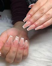 Image result for Coffin French Outlined Tip Nails