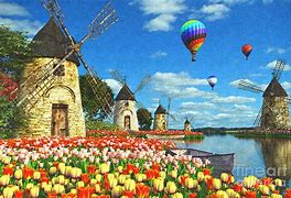 Image result for tulips windmills art