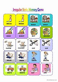 Image result for Verbs in Past Memory Game