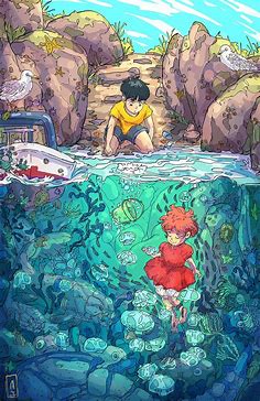 Ponyo and the Devonian Fish by AnandahJanae on DeviantArt | Studio ghibli art, Studio ghibli characters, Ghibli artwork