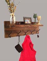 Image result for Painted Wooden Wall Shelf with Hooks