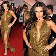 Image result for Kim Kardashian Gold Outfit