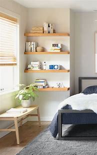 Image result for Living Room Bedroom Floating Shelves