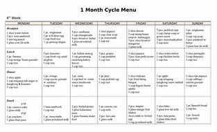 Image result for 6 Week Cycle Menu