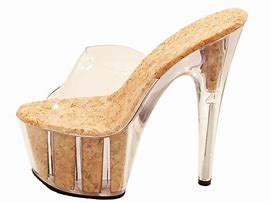 Image result for 8 Inch Pleaser Adore Platform Cork Clear Strap Heels