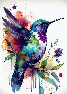 'Hummingbird Watercolor Bir' Poster by DecoyDesign | Displate