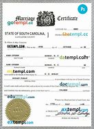 Image result for South Carolina Marriage Certificate