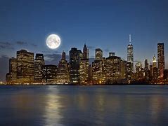 Image result for City Night Scene with Full Moon