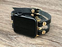 Image result for Pebbled Leather Apple Watch Band Black and Gold