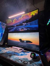 Image result for Dual Curved Monitor Setup