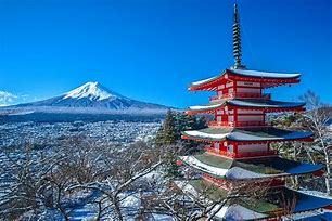 Image result for Mount Fuji No Snow with Temple