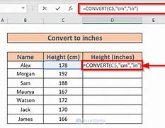 Image result for Convert Cm to Inches in Excel