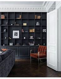 Image result for White Bookshelf with Black Interior