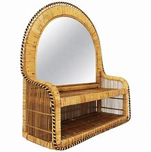 Image result for Wall Mirror Rattan Shelf