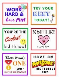 Image result for Printable Lunch Box Notes for Kids