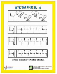 Image result for Preschool Tracing Number 4