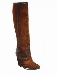 Image result for Brown Suede Boots Wedge Heel