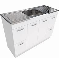 Image result for Double Drainer Sink with Coated MDF Cabinet
