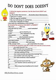Image result for Doesn't and Don't Worksheet