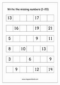 Image result for Numbers to 20 Out of Order