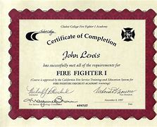 Image result for Firefighter 1 Certificate