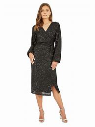 Image result for Yumi Sequin Ruched Long Sleeve Wrap Dress