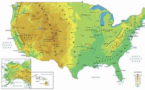 Image result for Physical Map of United States and Canada