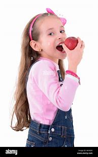 Image result for Of a Girl Eating Apple and Bananas