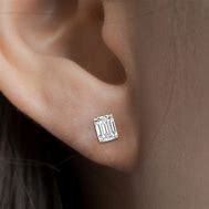 Image result for Emerald Cut Diamond Earrings 2Kt