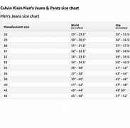 Image result for Calvin Klein Jeans Size Chart