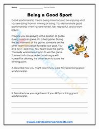 Image result for Being a Good Sport Worksheet for Kids