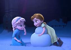 Image result for Elsa and Anna Building Olaf