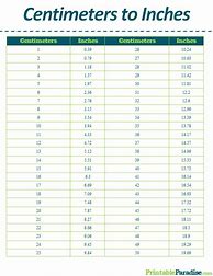 Image result for Height Conversion Chart From Inches to Centimeters